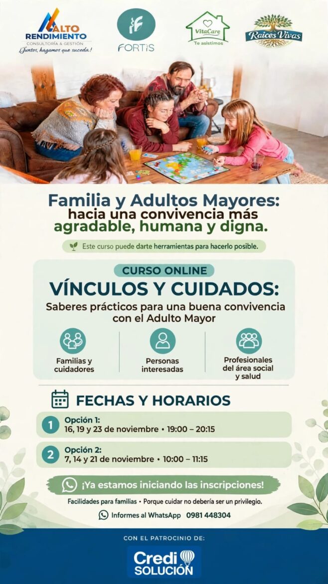 Raíces Vivas Lanza El Curso Online “Vínculos Y Cuidados”. Para Promover Una Convivencia Más Humana Y Digna Con Los Adultos Mayores